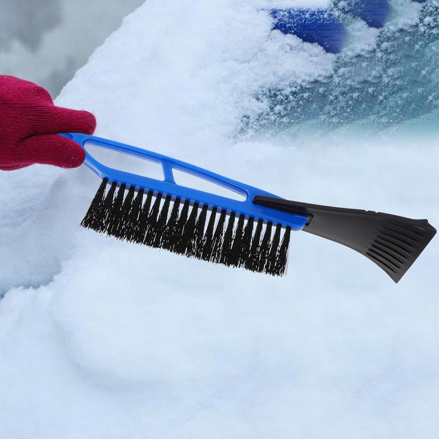 Ergonomic Brush with Ice Scraper for Car and SUV Windshield, Plastic Material for Efficient Snow Removal and Winter Driving