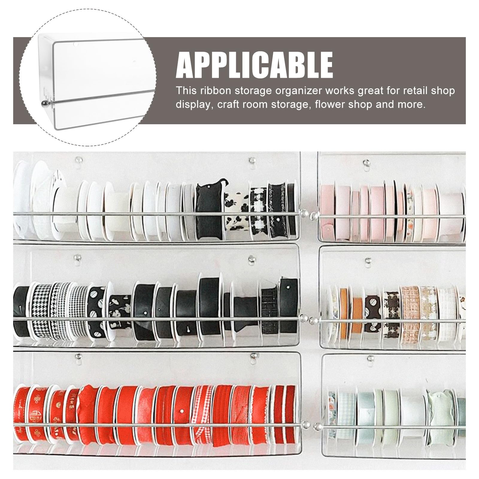 DOITOOL Ribbon Storage Holder Box, Organizer di Nastri Artigianali in Plastico, per Confezionamento Fiori, Display in Negozio e Fioreria, Tema Natale
