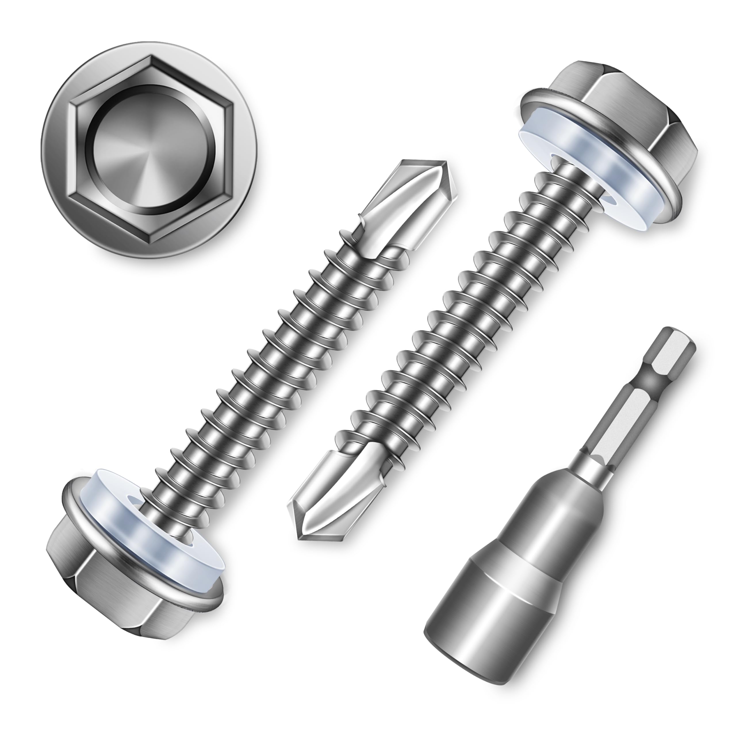 Sheet Metal Screws - 100 Stainless Steel Self Drilling -16 Sheet Metal Screws - 100 Stainless Steel Self Drilling -16