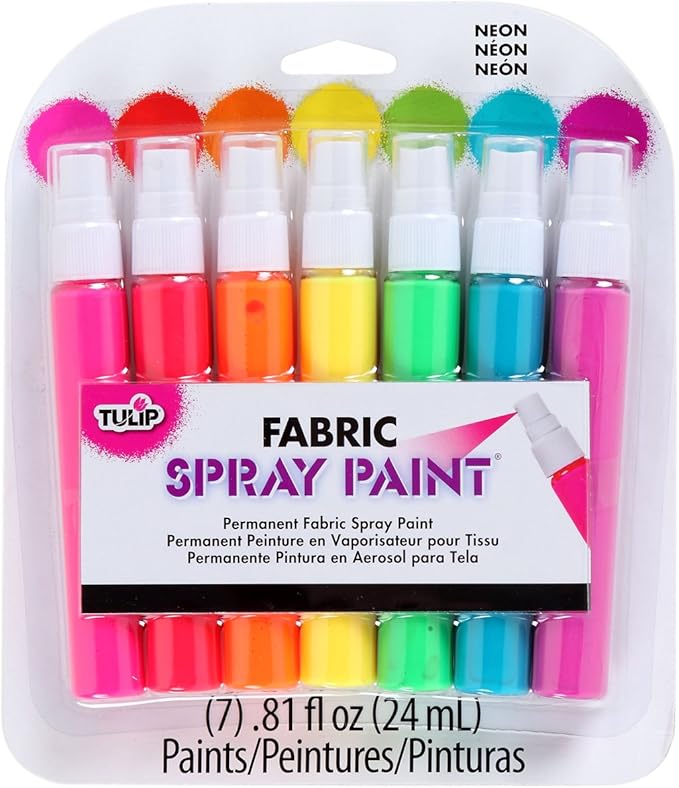 Tulip 31424 Fabric Spray Mini NEON 7PK Fabric Paint Home
