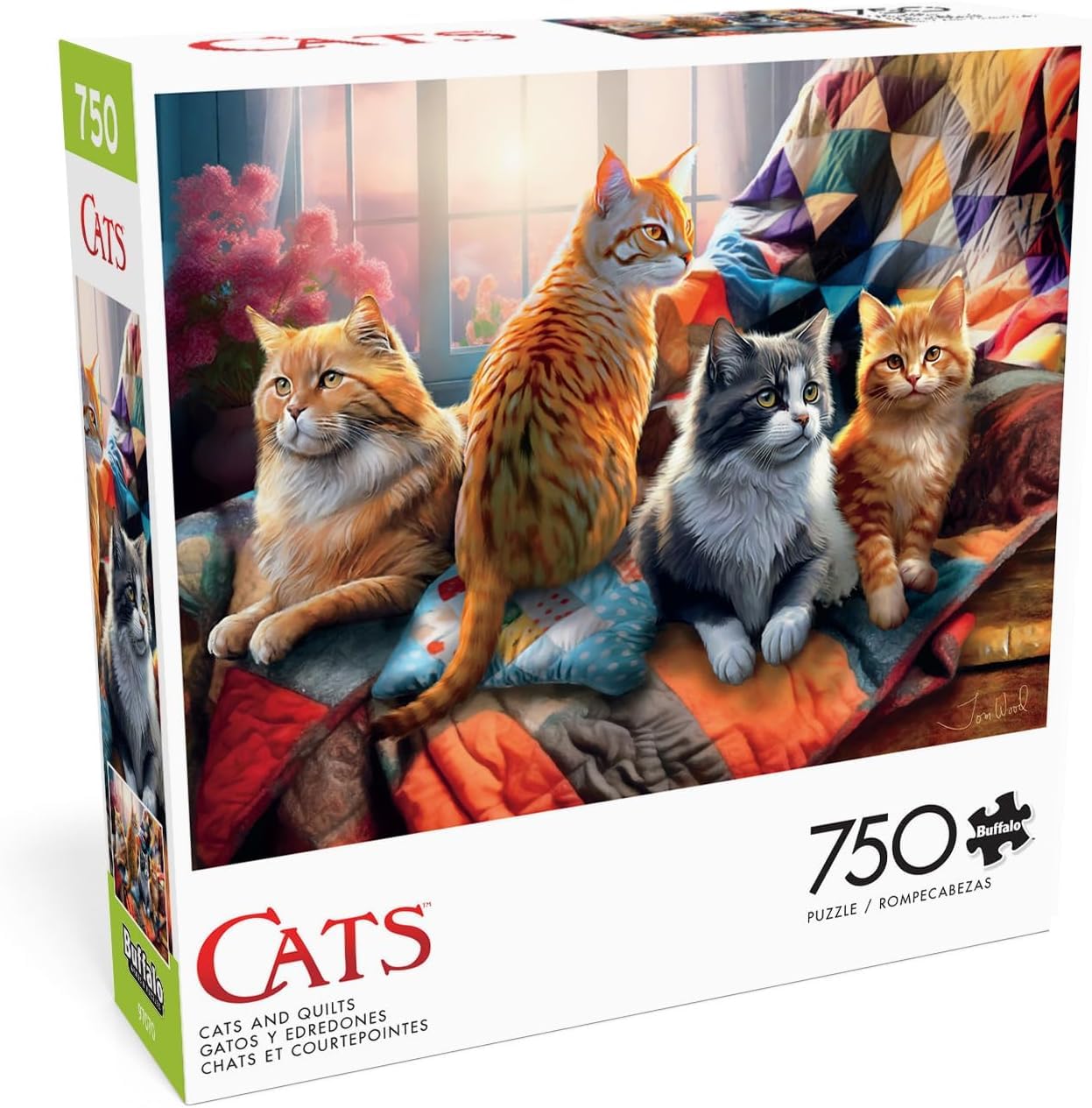 Amazon.com: Buffalo Games - Tom Wood - Cats and Quilts - 750 Piece