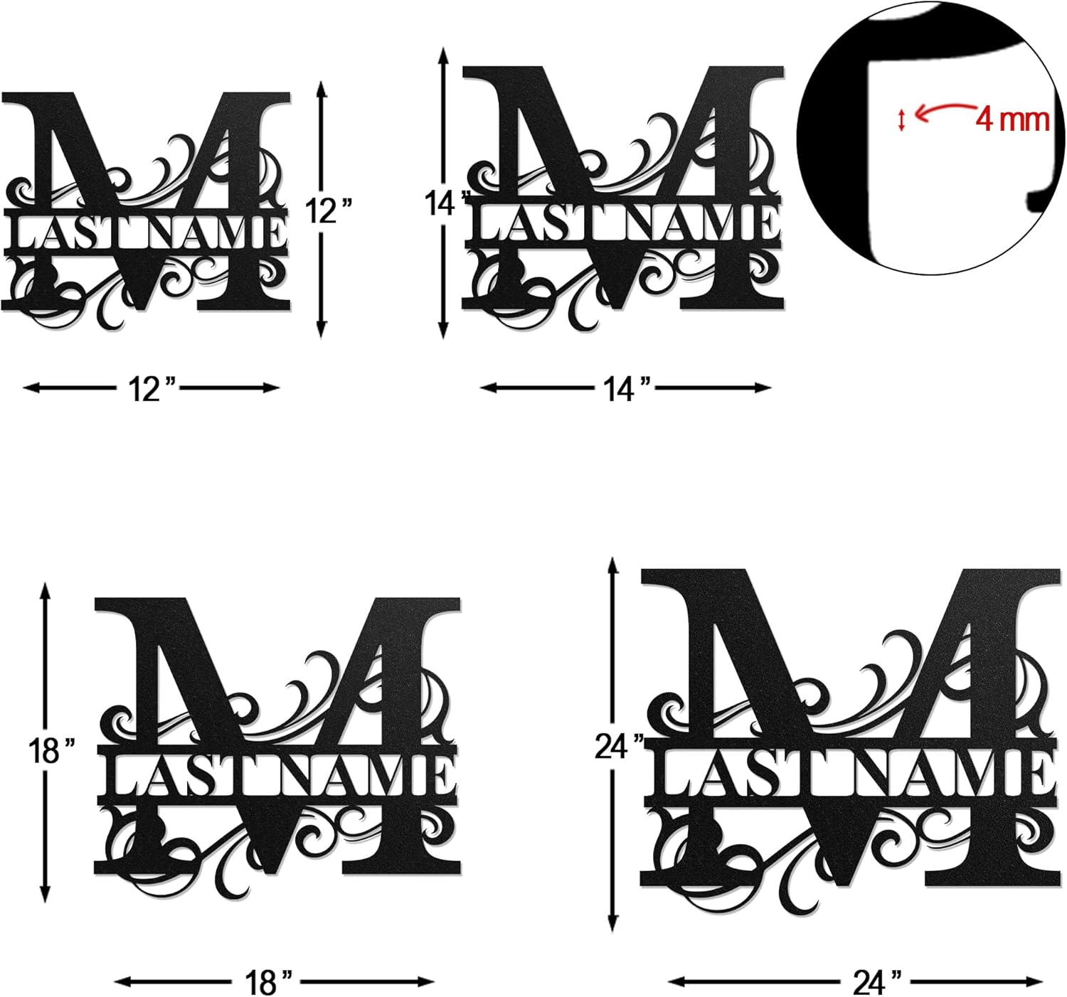 LULLBABYMALL Custom Metal Signs - Last Name Sign, Split Letter Monogram, Letter C, Family Name Wall Art, Outdoor Metal Signs, Personalized Wedding Gift