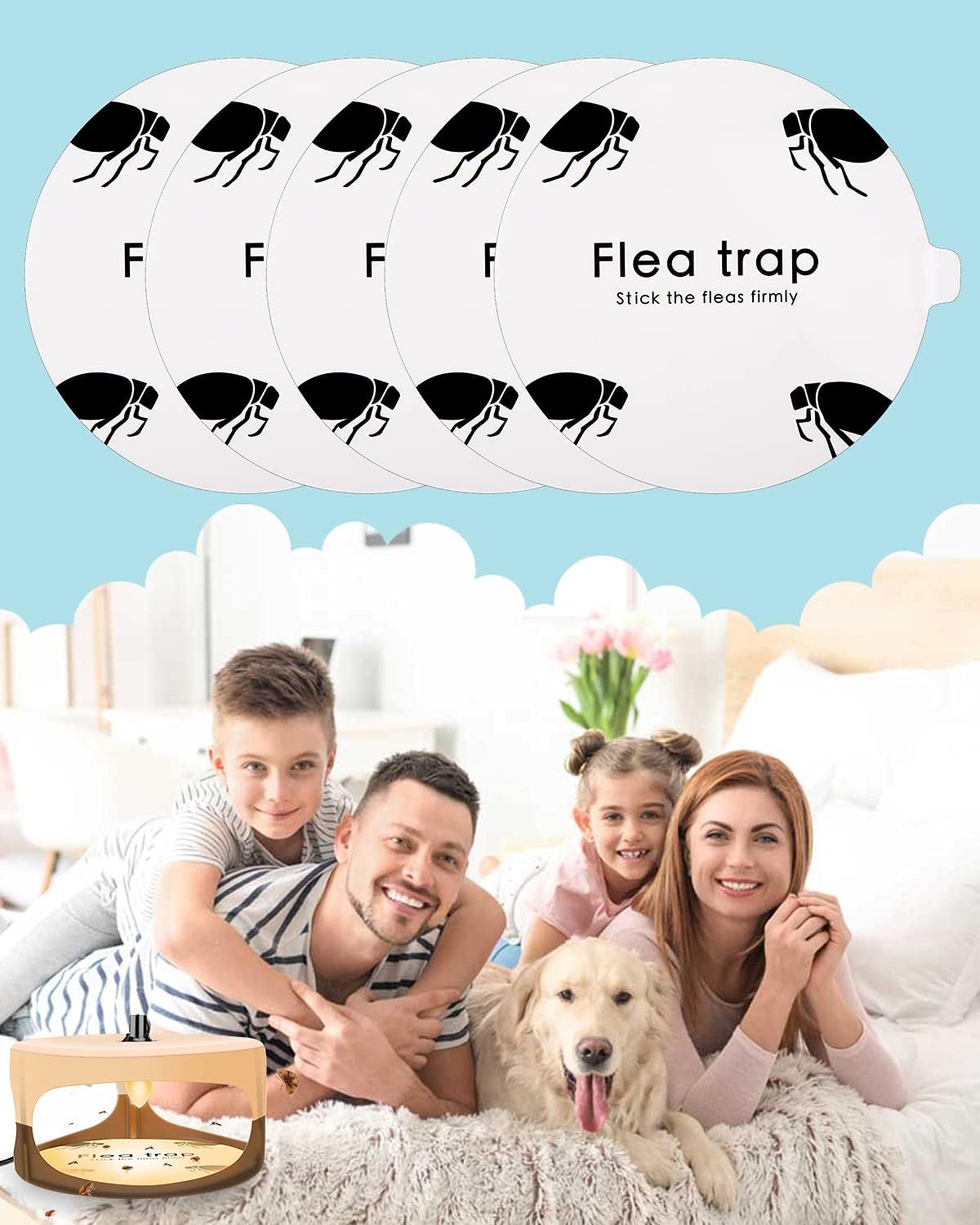 5 PCS Flea Trap Refill Disc - Pest Trapper, Traps Pest Control Sticky Pad, Insect Trap for Bugs Fleas Mosquitos, Non Toxic Odorless Eco-Friendly Family and Pet Safe(5 Per Pack )