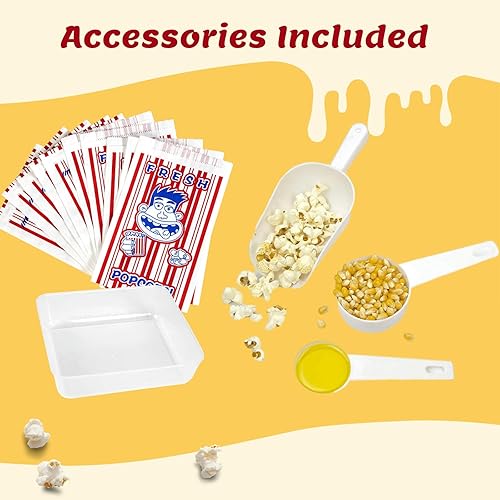 Miniatura 4 de Máquina de palomitas de maíz estilo clásico profesional de 4 onzas estilo teatro con luz de calentamiento antiadherente y cuchara para servir rojo