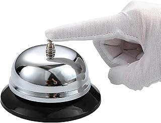 Call Bell -3.3Inch Diamenter, Stainless Steel Table Bell, One-Press Mechanical Design, Clear Crisp Sound, Durable Metal Base, Easy to Clean, Perfect for Restaurant, Office & Home Use