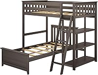 Vista 5 de Max & Lily Litera clásica en forma de L individual sobre individual, con estantería, arcilla