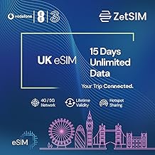 United Kingdom Local eSIM | Unlimited Data for 15 Days | 5G/4G LTE Prepaid Travel eSIM for United Kingdom | Instant QR Code Activation | Voice & SMS Supports No Roaming Charges