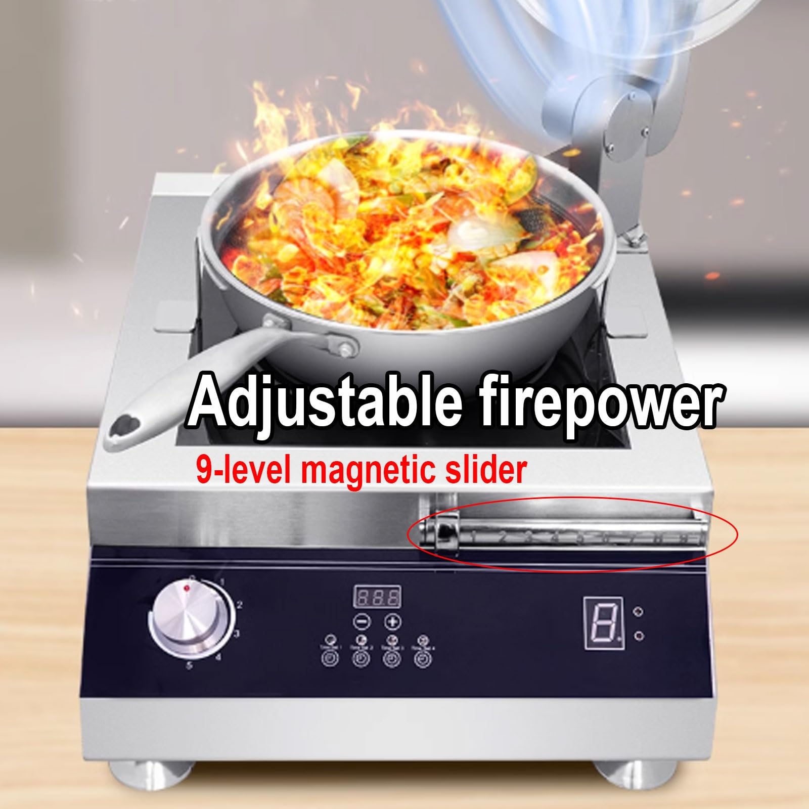 Robot De Cocina Diseño De Tapa Visible Transparente 9 Niveles De Ajuste De Potencia De Fuego Robot Cocina con Pantalla Táctil con Paleta Giratoria, 220v