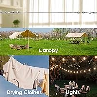 Vista 6 de Cuerda de alambre de 116 de 98 pies, 98.4 ft de acero inoxidable 304 tendederos, kit de tensor de alambre para colgar cuerdas, colgar alambre