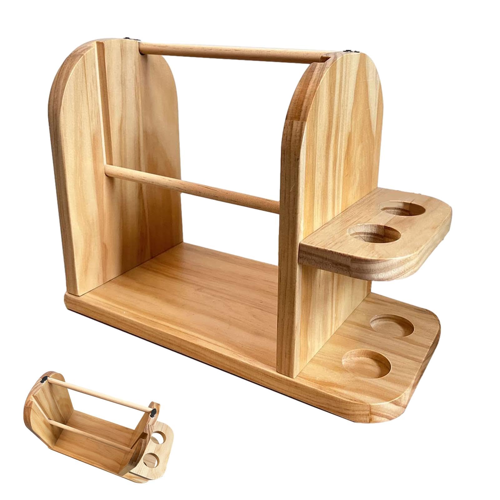 Porte-fil horizontal en bois double rotation avec organiseur
