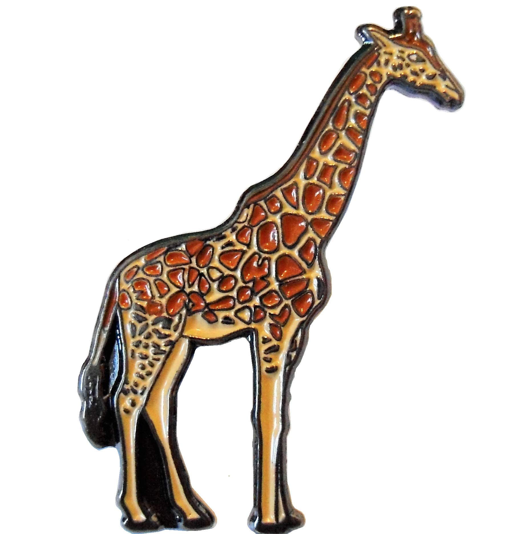 B4b Multicolour Giraffe African Wild Animal Zoo Brooch Metal Enamel Pin Badge 30Mm