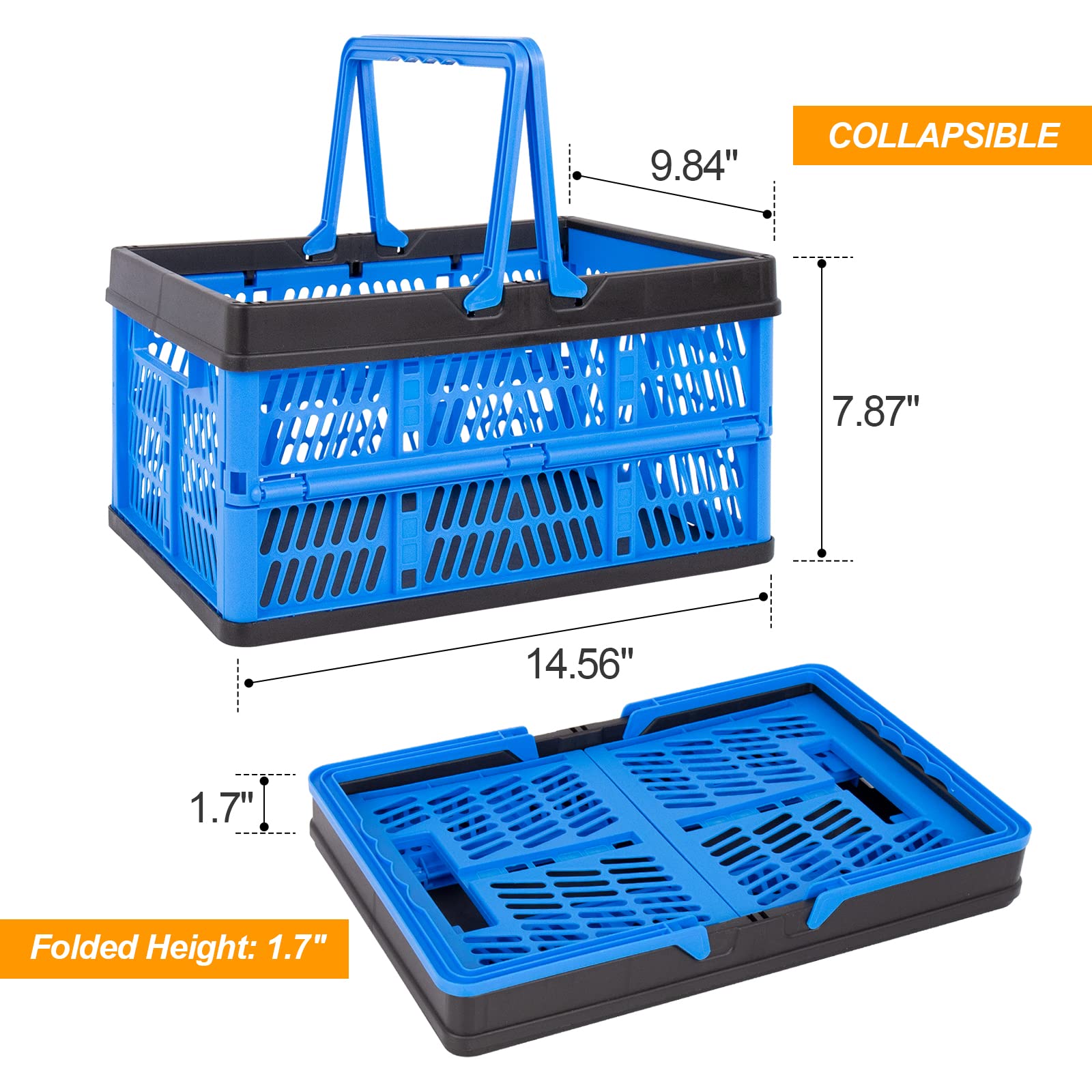 3 paquetes de cestas plegables de 20 litros con asa, cesta de plástico reutilizable plegable, cajas de almacenamiento plegables