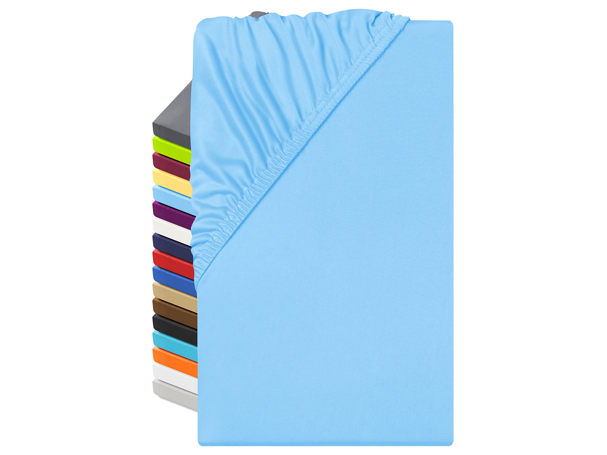 Npluseins Light Blue Microfibre Fitted Sheet - Breathable And Suitable For Allergy Sufferers 1519.2192, 120 X 200 Cm,