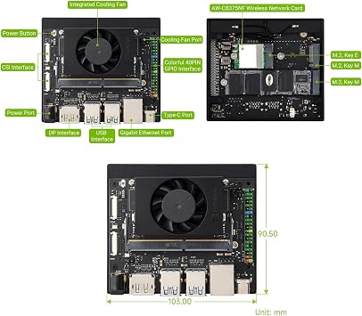 Waveshare Jetson Orin NX AI Development Kit for Embedded and Edge Systems 8GB Memory Memory Jetson Orin NX Module Package B (11 Items), with a Free 256 GB NVMe Solid State Drive