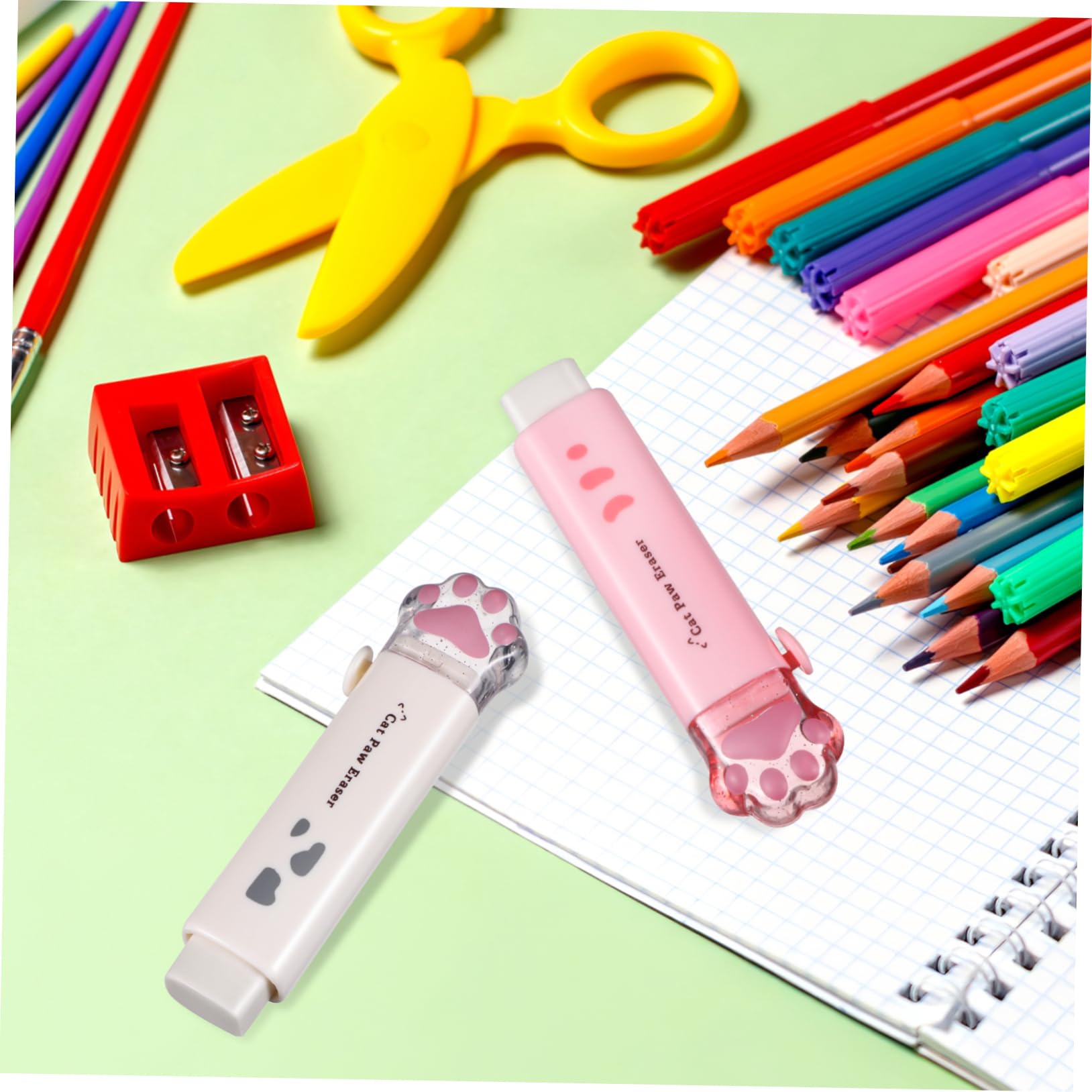 ZJCHAO Gomme Push Pull patte de chat Patte de Chat Push Pull Effacer Rétractable Crayon Gommes