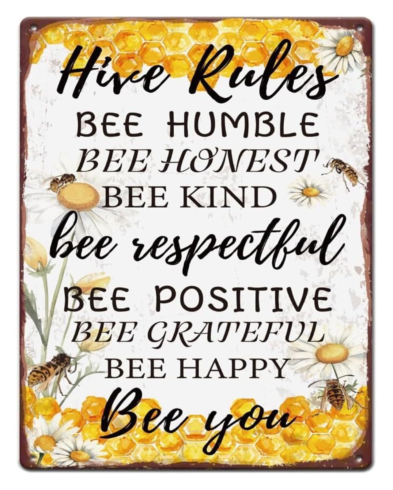 Gardening Rules​ Vintage Tin Sign Retro Metal Farmhouse Wall Decor for Shed Patio Garage Rustic Style 8 X 12 inch