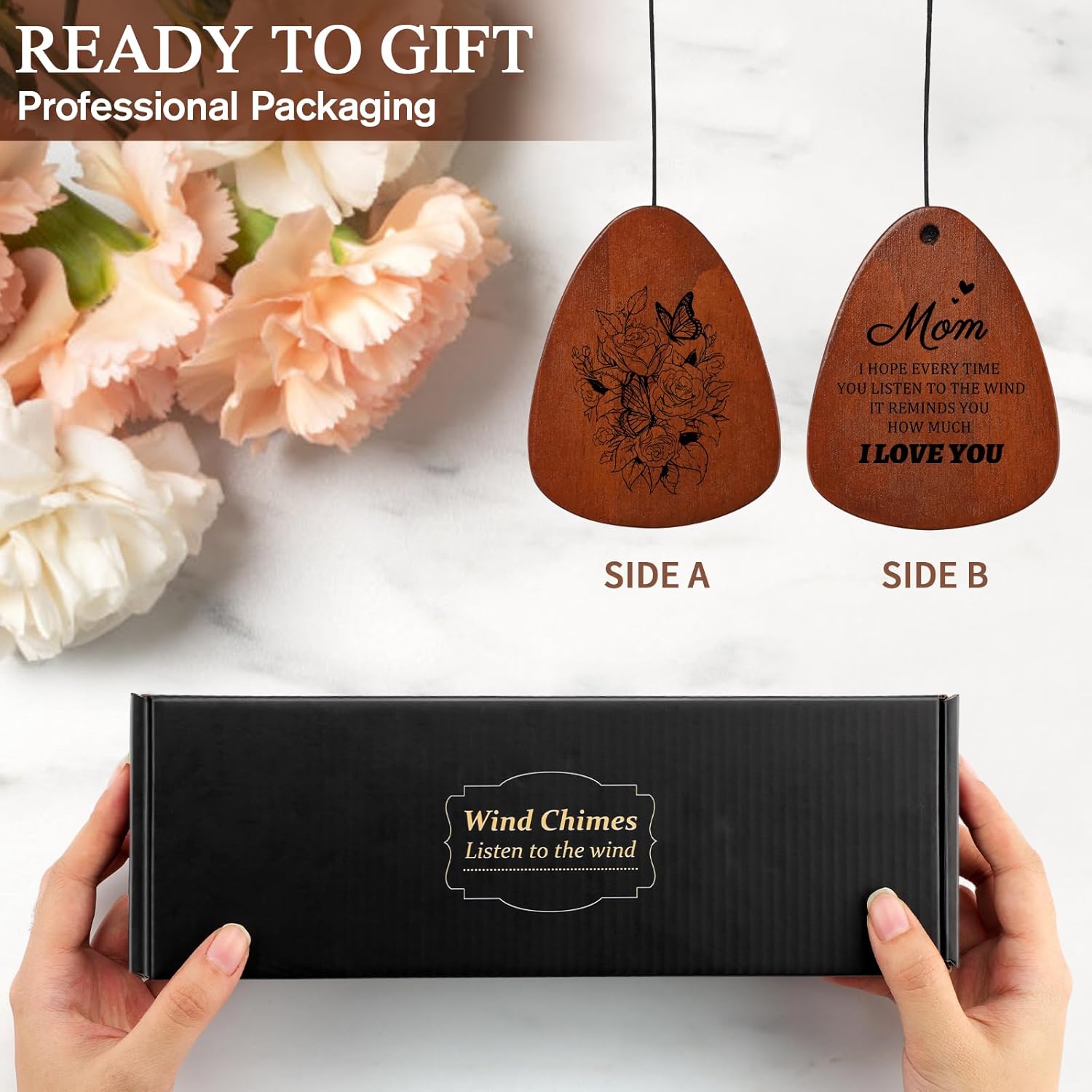 PRSTENLY Gifts for Mom from Daughter Son- Moms Wind Chimes Gifts from Kids for Birthday Valentines Day Mothers Day Christmas Best Mom Ever Gift - Image 3