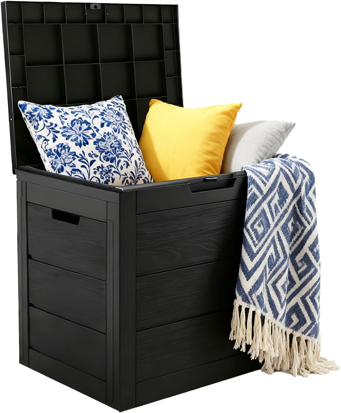 ZEUKMXOO 35 Gallon Waterproof Outdoor Deck Box - UV Resistant Resin Storage for Patio Cushions, Tools, Packages - Doubles as 110lb Bench