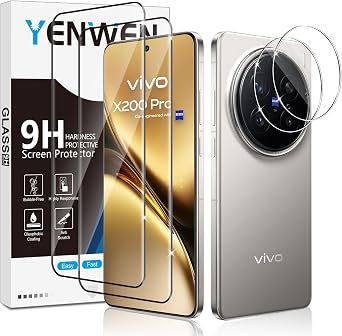 Screen Protector for VIVO X200 Pro, 2 Pieces Tempered Glass with 2 Pieces Camera Lens Protector, 9H Hardness Ultra Resistant Tempered Glass