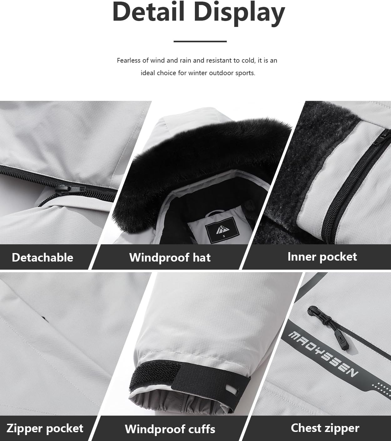 MAOYSSEN Men's Waterproof Ski Jacket Warm Winter Snow Coat Mountain Windbreaker Fur Hooded Snowboarding Jakcet Parka - Image 5