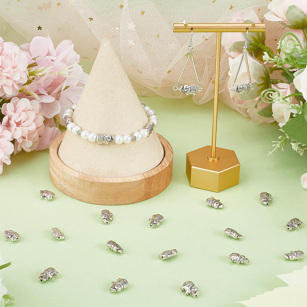 SUNNYCLUE 1 Box 80Pcs Silver Elephant Beads Bulk Animal Beads Antique Alloy Tibetan Style Large Hole Loose Spacer Zoo Elephants Lucky Beads for Jewelry Making Beading Bracelet Necklaces Adults - Image 4