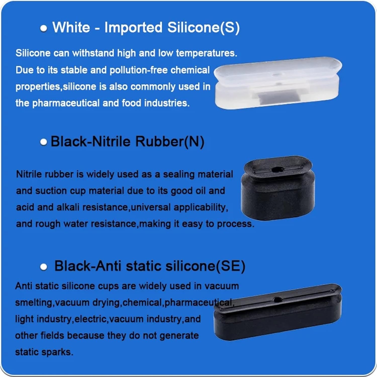 5pcs/pack PWG Series Vacuum Suction Cups Rectangular/Oval Industrial Sucker Gripper Pad PFG-2X4 PWG-4X10(PFG-4X12-S,White)