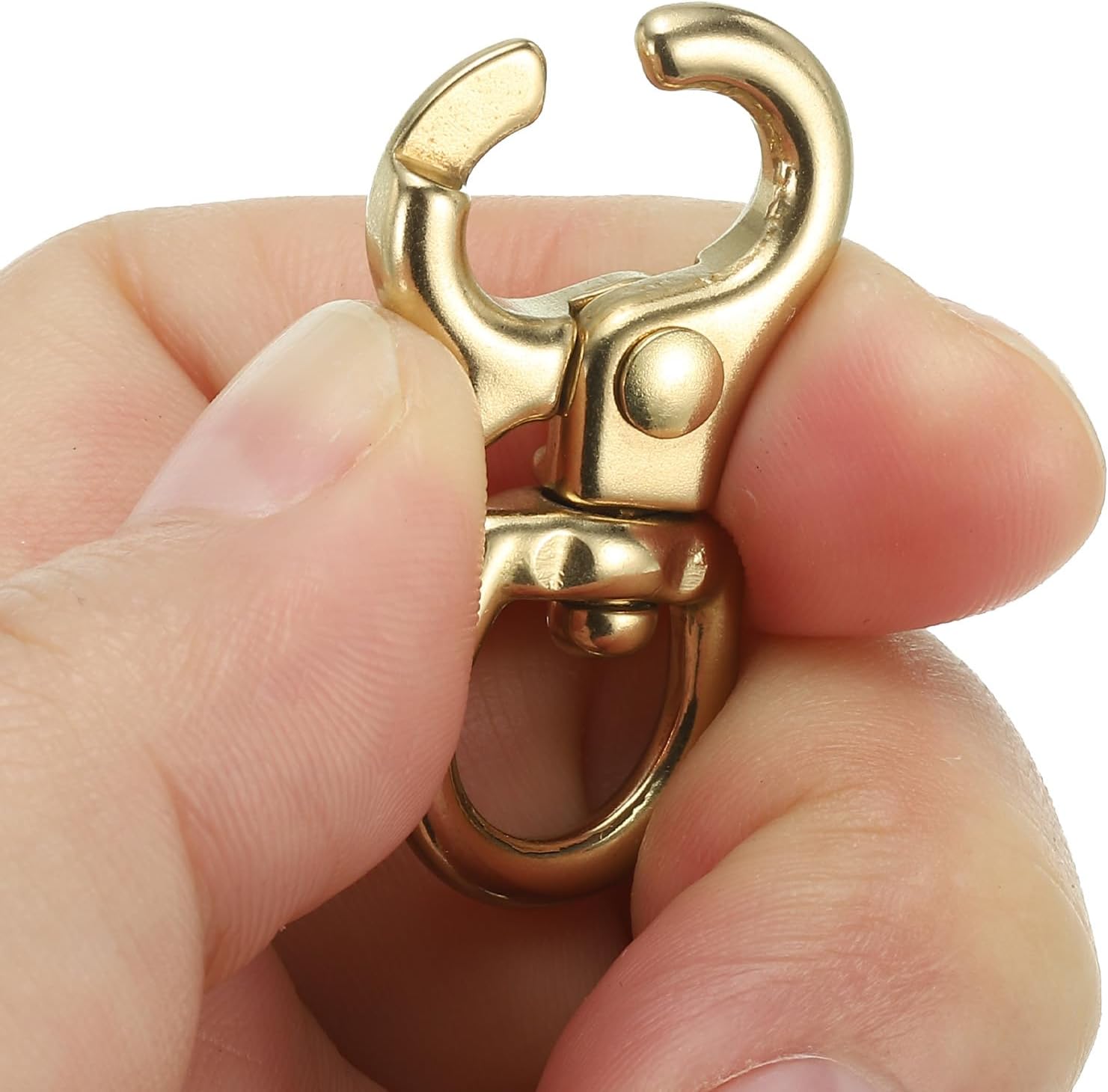 PATIKIL Lobster Clasp Keychains, 2Pcs 0.4 Inch Pure Brass Round Lobster Clasps Swivel Trigger Snap Hook Purse Lanyard Clips for DIY Leather Craft - Image 5