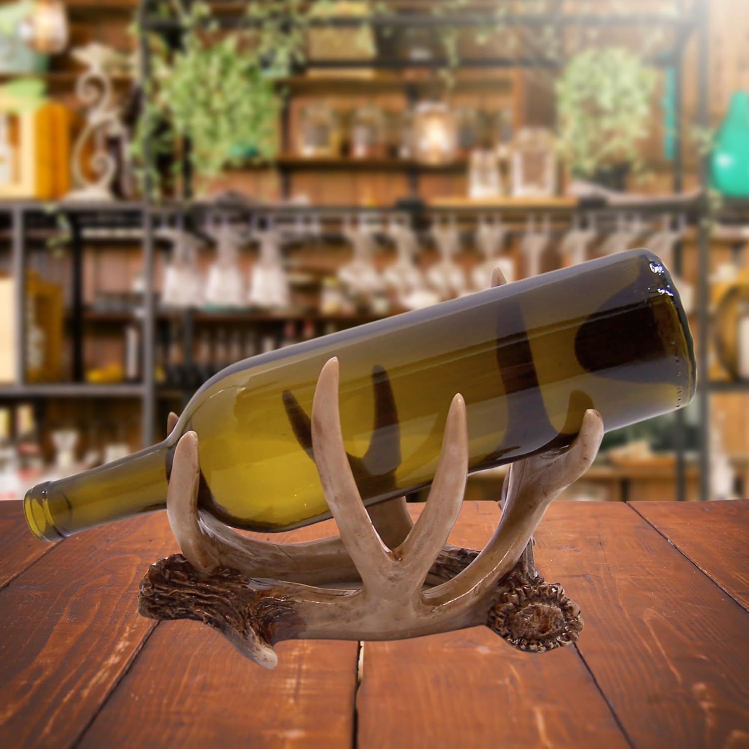 Wowser Faux Antler Wine Bottle Holder, Rustic Bar & Kitchen Accessory, Cabin & Lodge Decor, 6.25 Inches