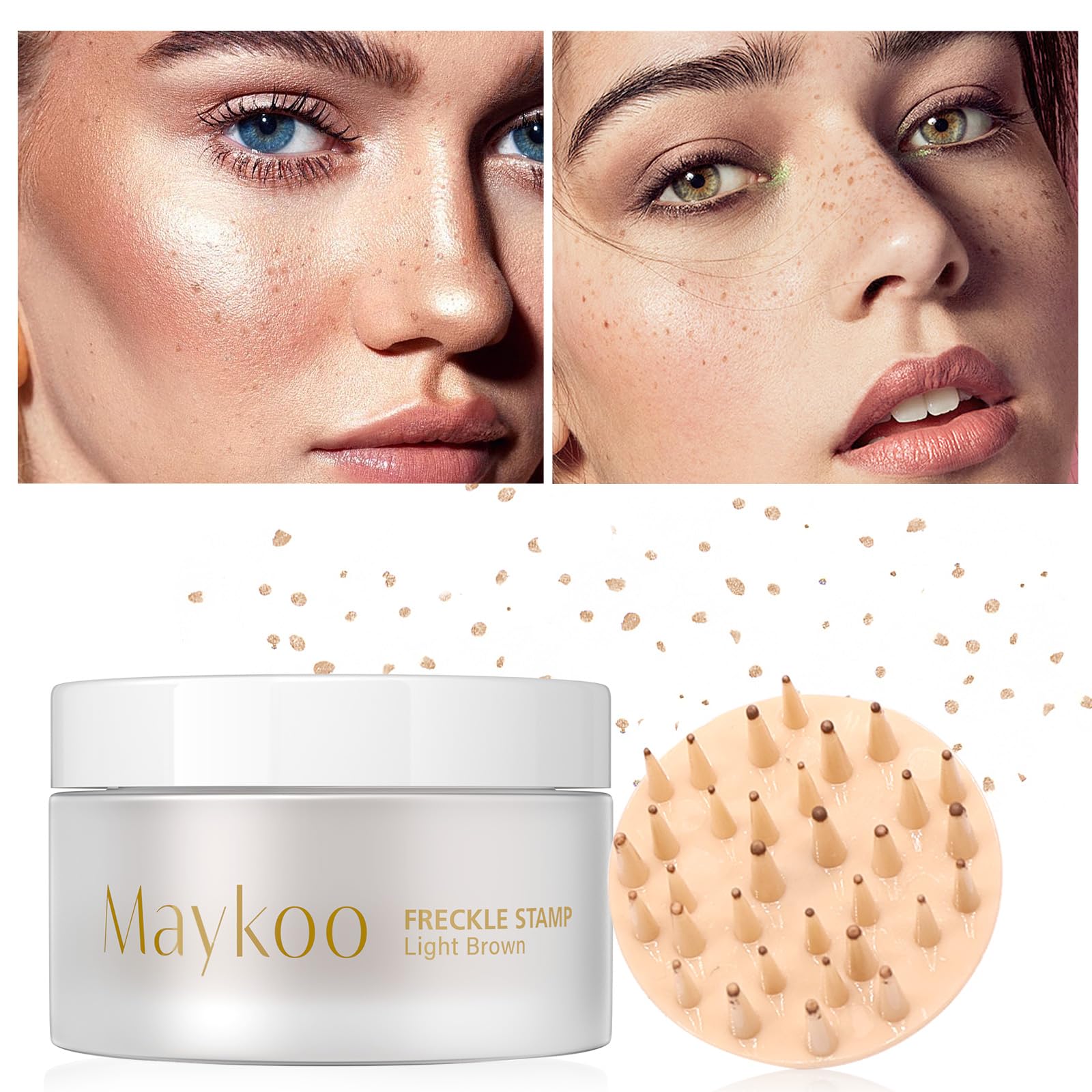Sommersprossen Stempel Wasserfest, Faux Freckles Stamp, Natürlicher Sommersprosse Makeup mit Pinsel, Lebensechte Freckle Brush, Schweißfest Langlebiger, 15 g