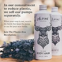 Vista 4 de Alpine Provisions Gel de baño natural y orgánico con cedro y sándalo – Gel de baño hidratante con aloe vera, aceite de coco y aceites esenciales