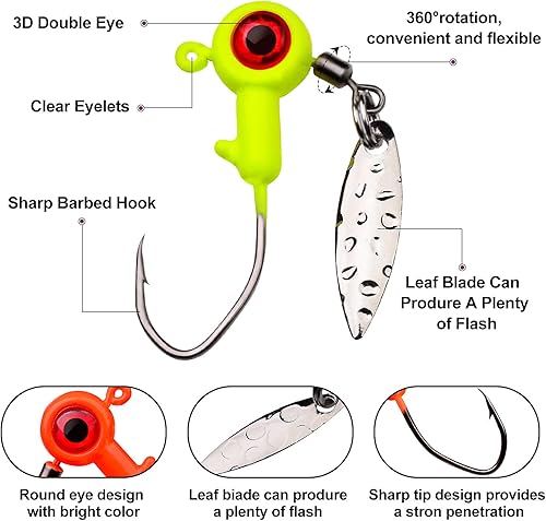 Miniatura 4 de Señuelos de pesca, cabezas de plantilla, anzuelos de pesca de lubina, plantilla de cabeza, jigs de pesca Swimbait, plantillas de cangrejo con hoja