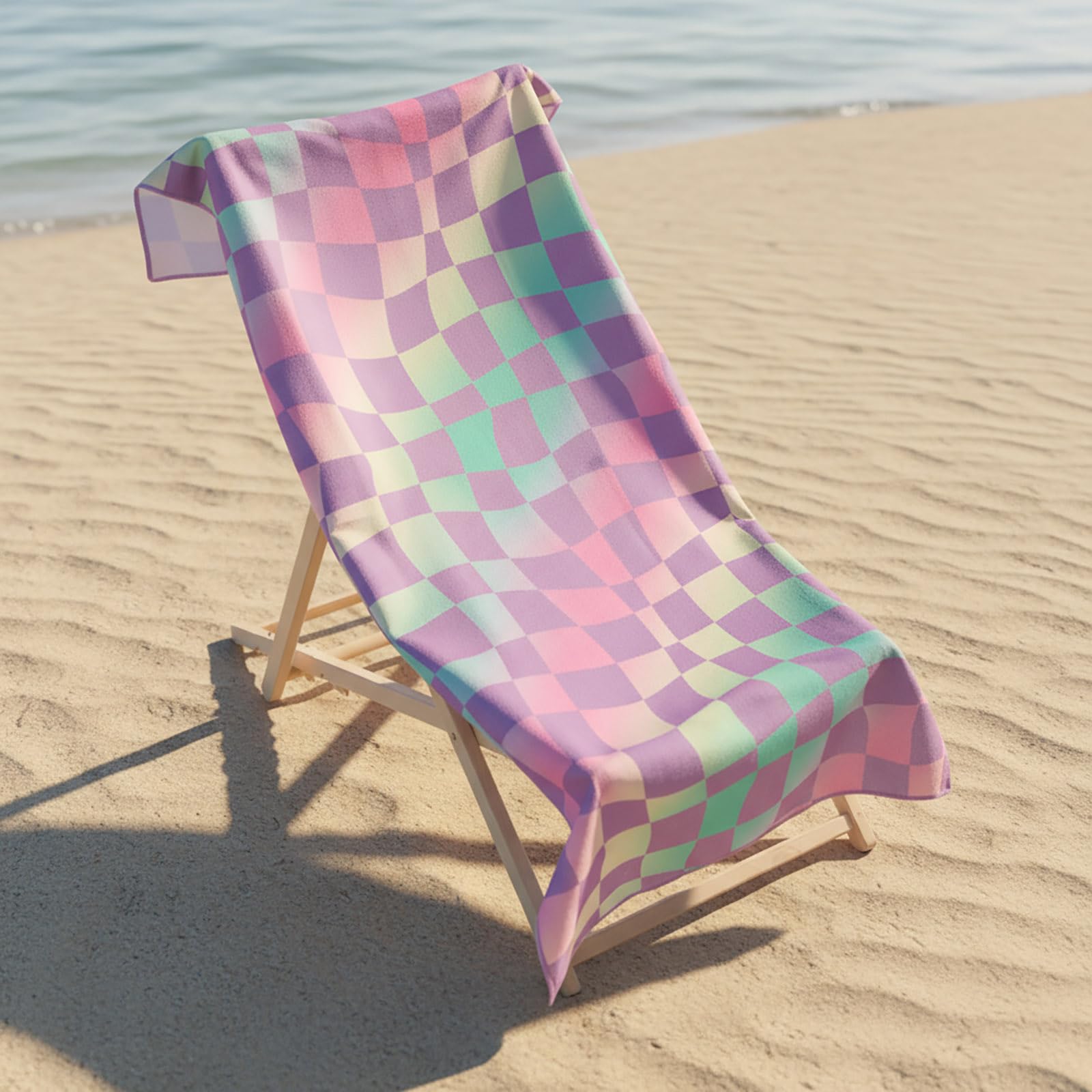 OHS Beach Towel Checkboard Ombre Soft Absorbent