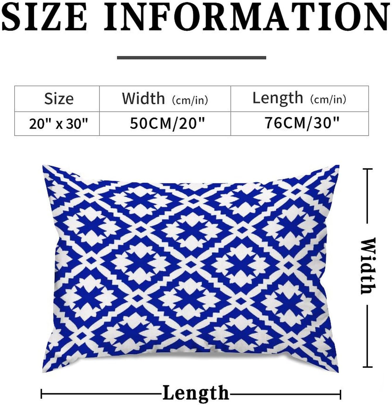Set of 2 Blue and White Geometric Cushion Cover Case with Zipper 20x30in Canvas Pillow Cover Rectangle Pillow Case for Couch Bed Car Pub Coffee Bar Living Room Decoration