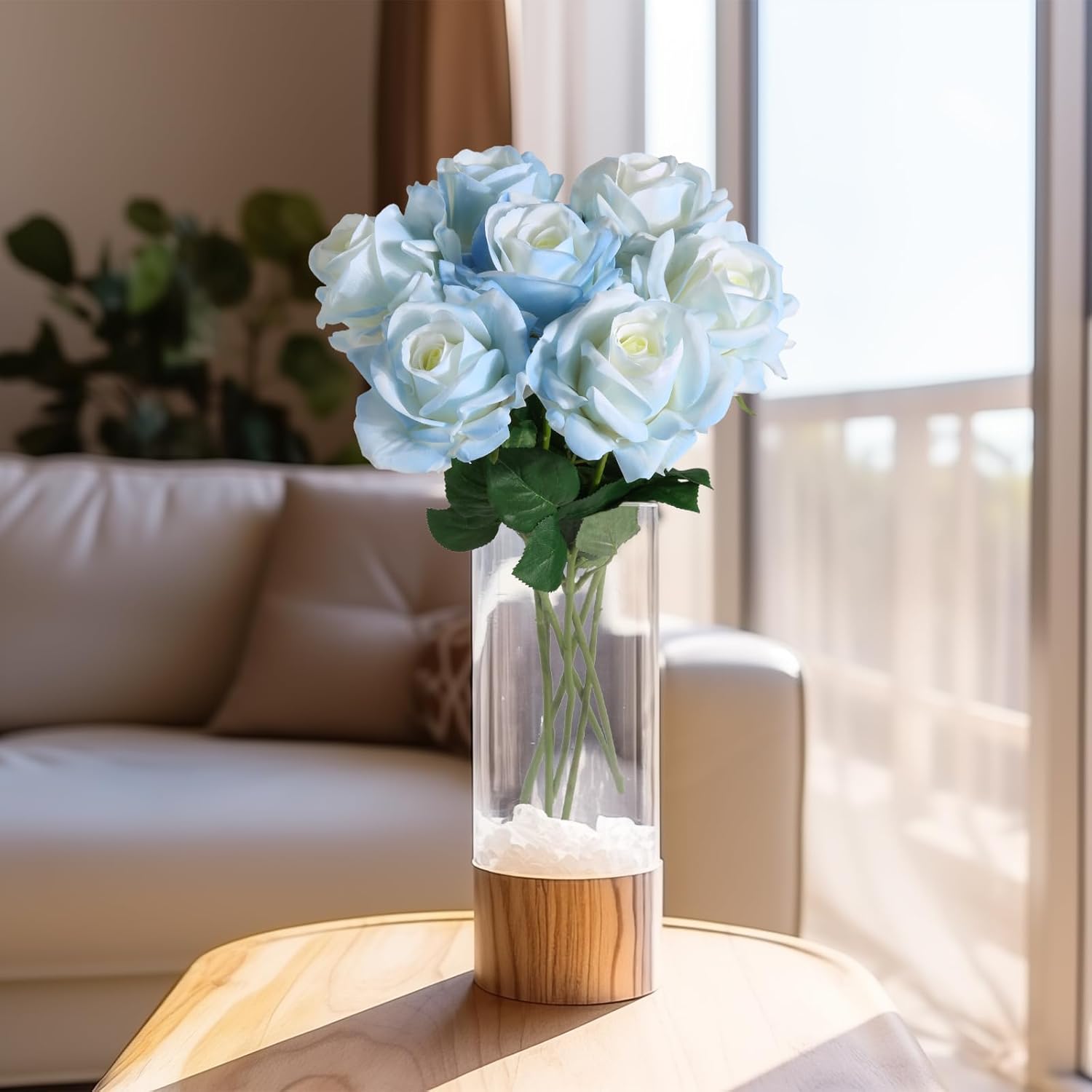 Eyamuno 7pcs Artificial Rose Fake Flowers Long Stem Fake Silk Real Touch Roses for DIY Wedding Party Table Centerpiece Home Decor - Image 8