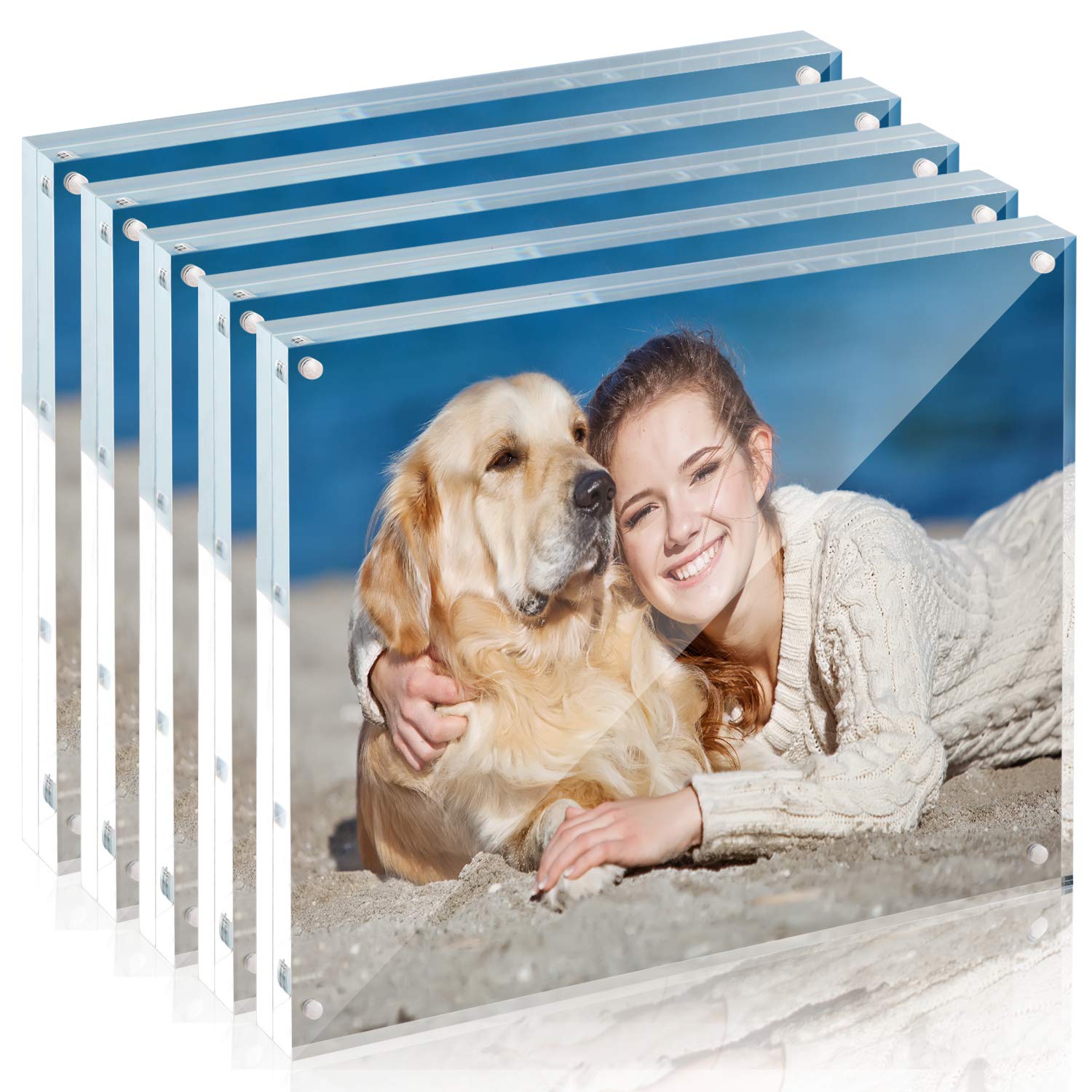 TWINGTWING Acrylic Picture Frame 8x10, 5 Pack 8x10 Magnetic Picture Frame 20% Thicker Clear Picture Frame, 8 by 10 Picture Frames Magnetic Photo Frame Self Standing Double Sided Frame Gift Ideal, Ideal Valentine Gifts for Him Her