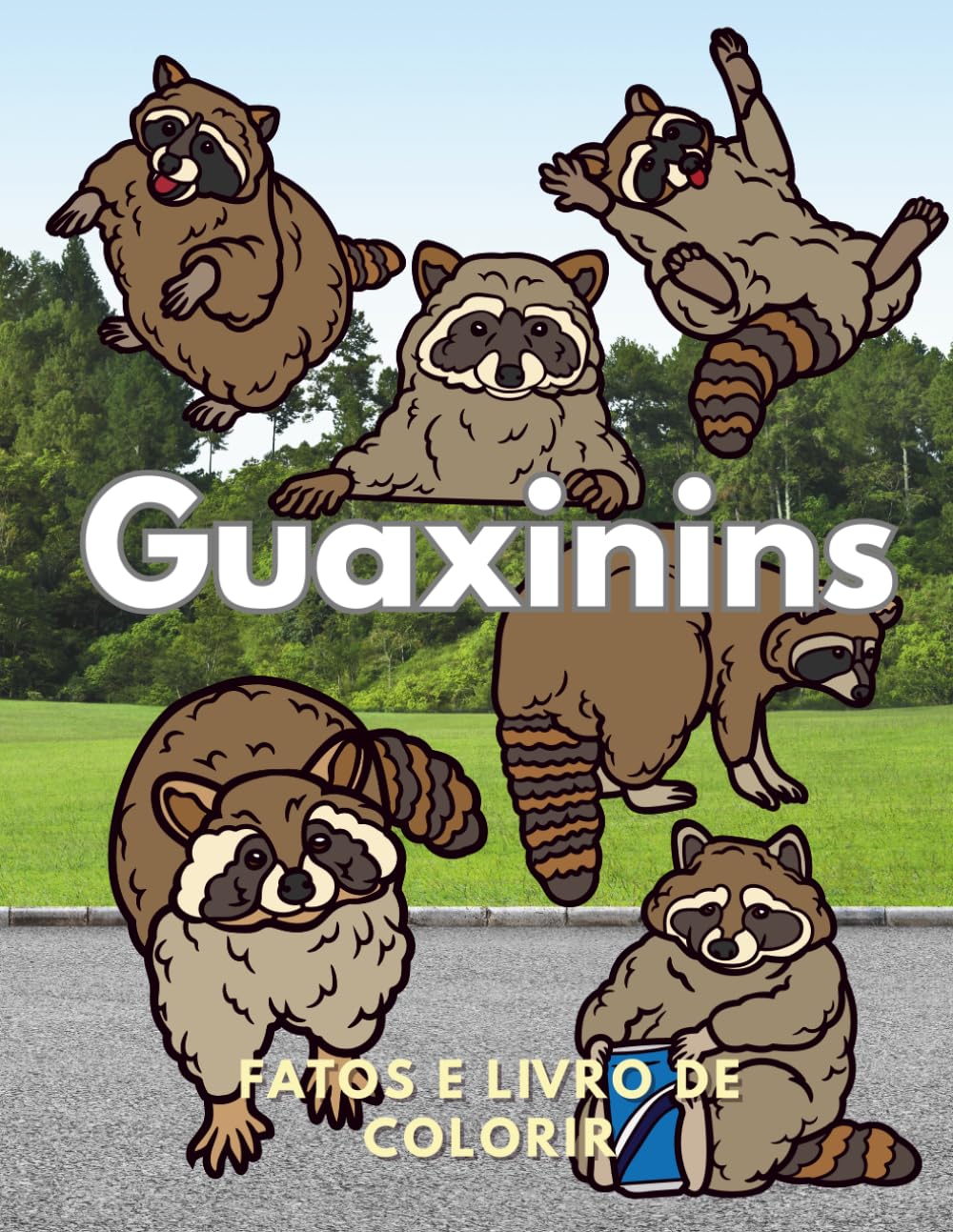Guaxinins: Factos e Livro de Colorir: Livro de Atividades para Crianças dos 2 aos 16 anos