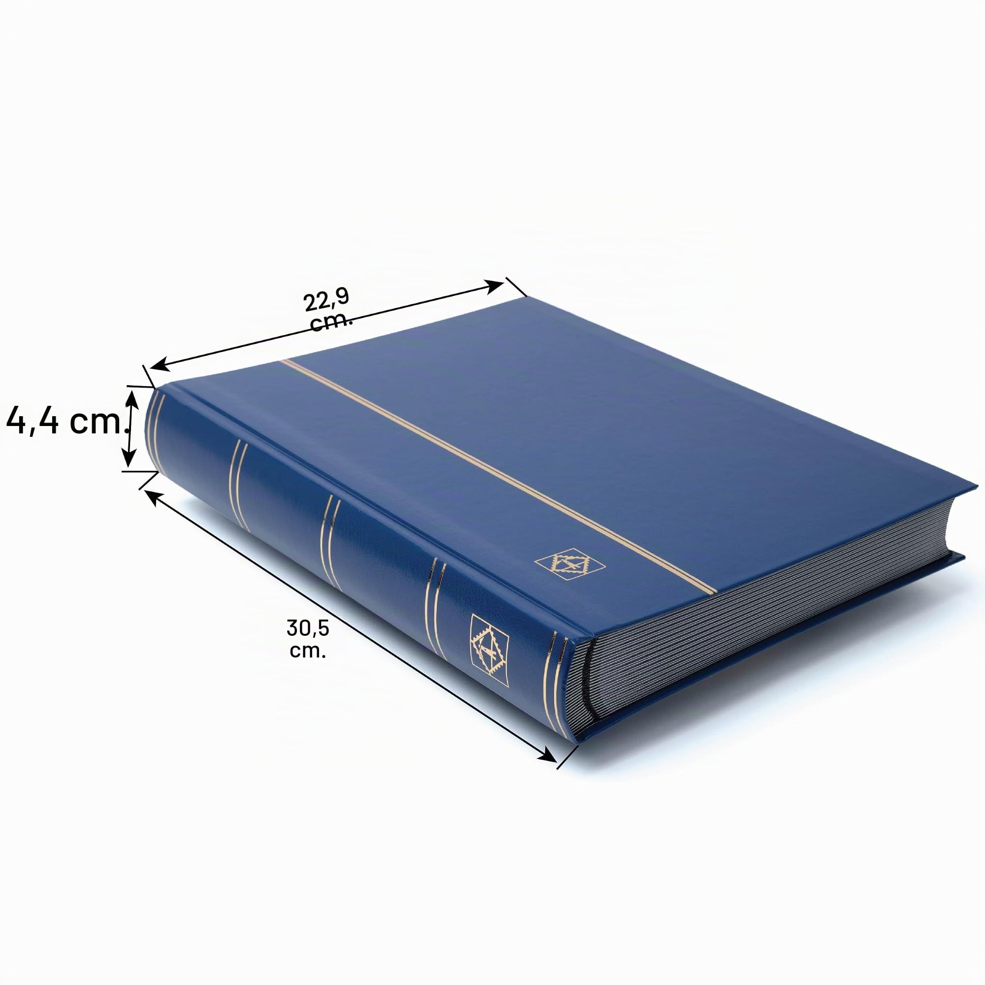 Album de collection de timbres, classeur Premium, DIN A4, 64 pages noires, reliure en cuir rembourrée, bleu