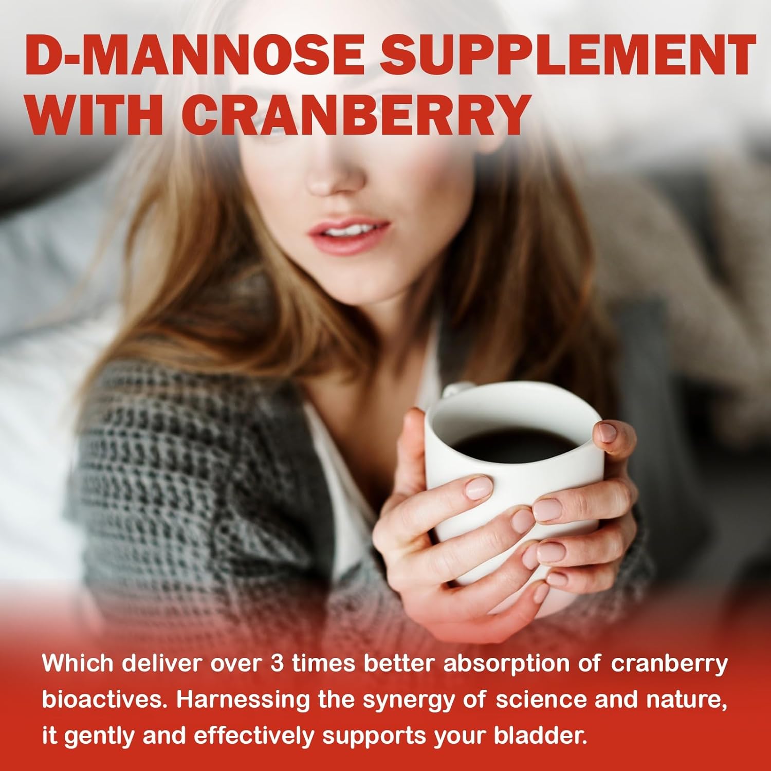 D Mannose with Cranberry Gummies, D-Mannose Supplements 1300mg for Women, Support Natural Urinary Tract & Bladder Health, Sugar-Free, 60 Count - Image 4