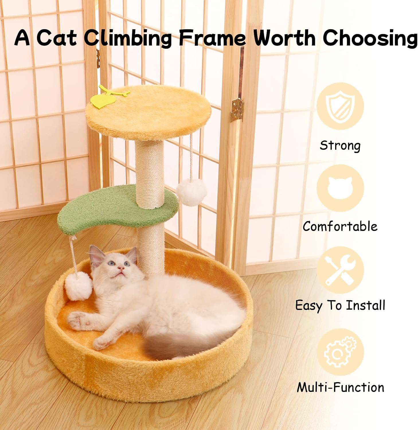 Cat Scratching Post & House in One - Orange
