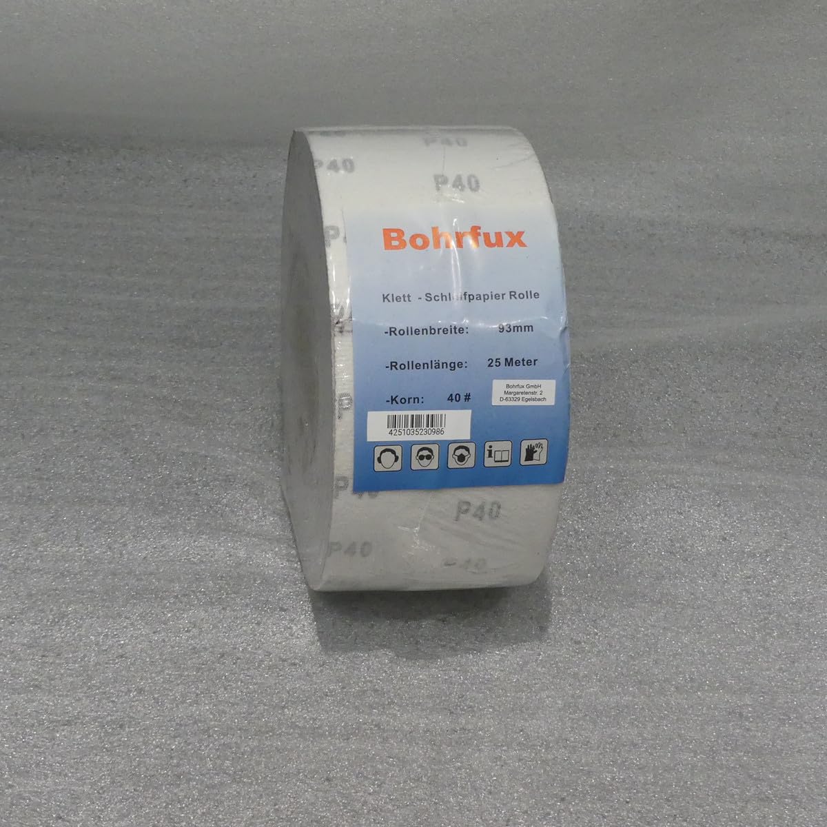 Rotolo di carta vetrata, 25 m, 93 mm x 25 m, grana P40