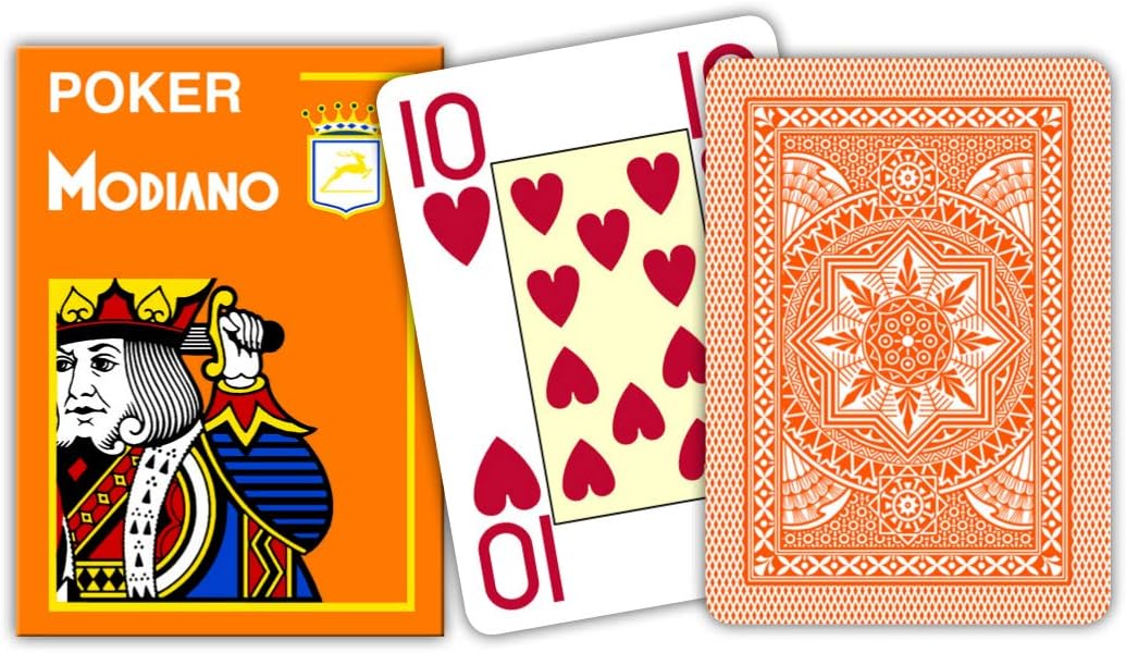 Modiano 485 Playing Cards Poker Cristallo 4 Index Orange