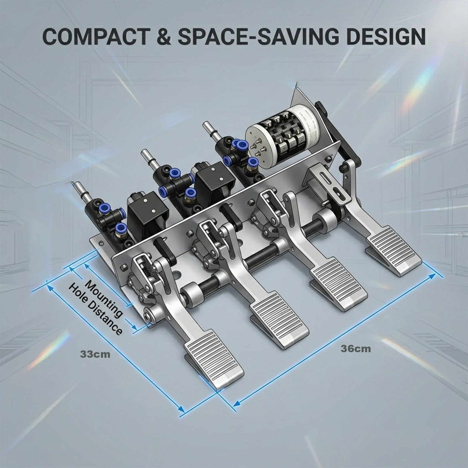 Valvola di Controllo a Pedale Universale per Smontagomme 4 Pedali con Strisce Antiscivolo, Valvola Pneumatica 5 Vie per Rotazione Piastra, Serraggio Griffe e Stallonatore