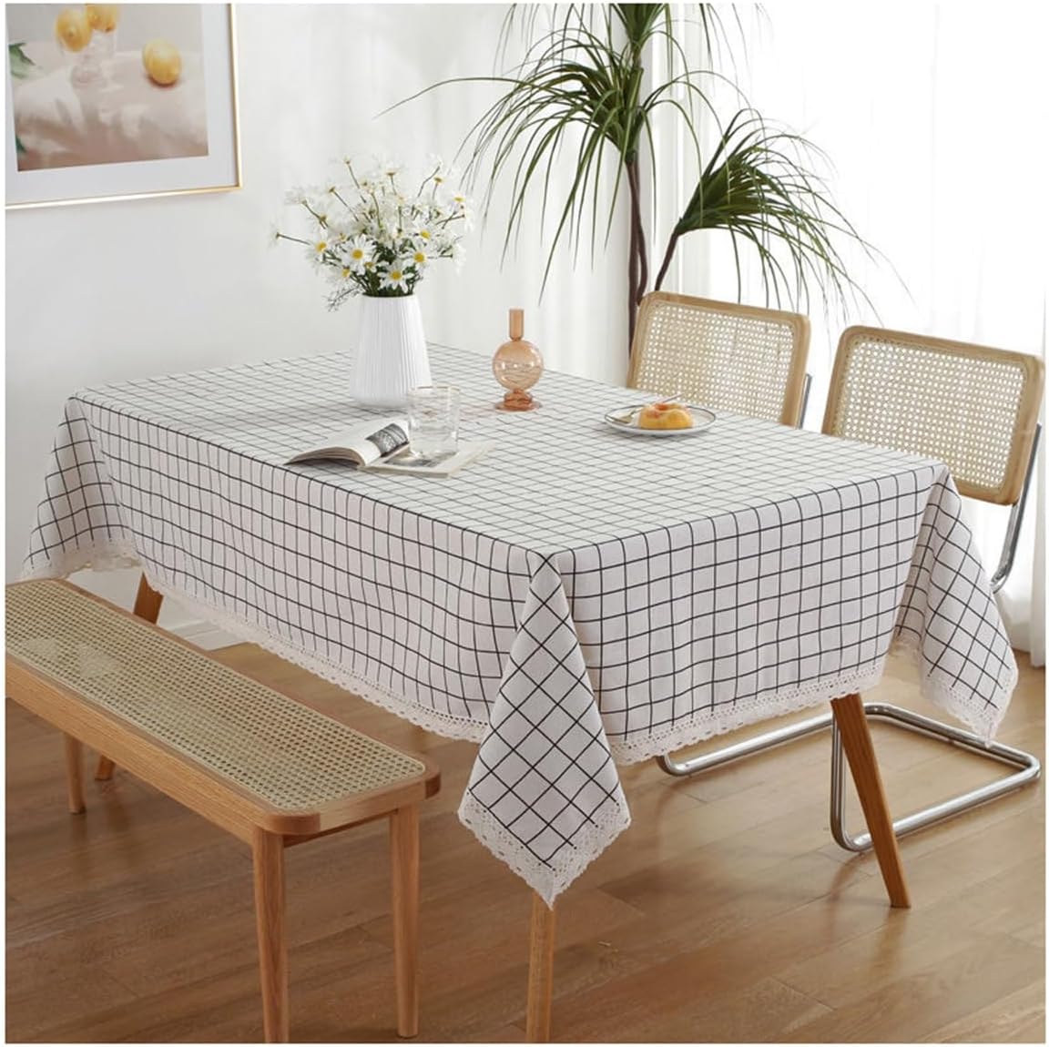 JAELA Rectangular Tablecloth, Cotton Linen Tablecloths Washable Table Linener Home Table Cover Table Protecter for Cafe Restaurant，Dining，Buffet Tabletop Decoration (Color : C, Size : 130 * 181cm)