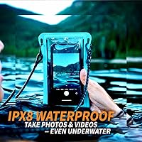 Vista 4 de Funda impermeable para teléfono con cordón largo IPX8 Adventure Grade Bolsa seca para teléfono celular, compatible con iPhone 15 Pro Max, 14 Pro