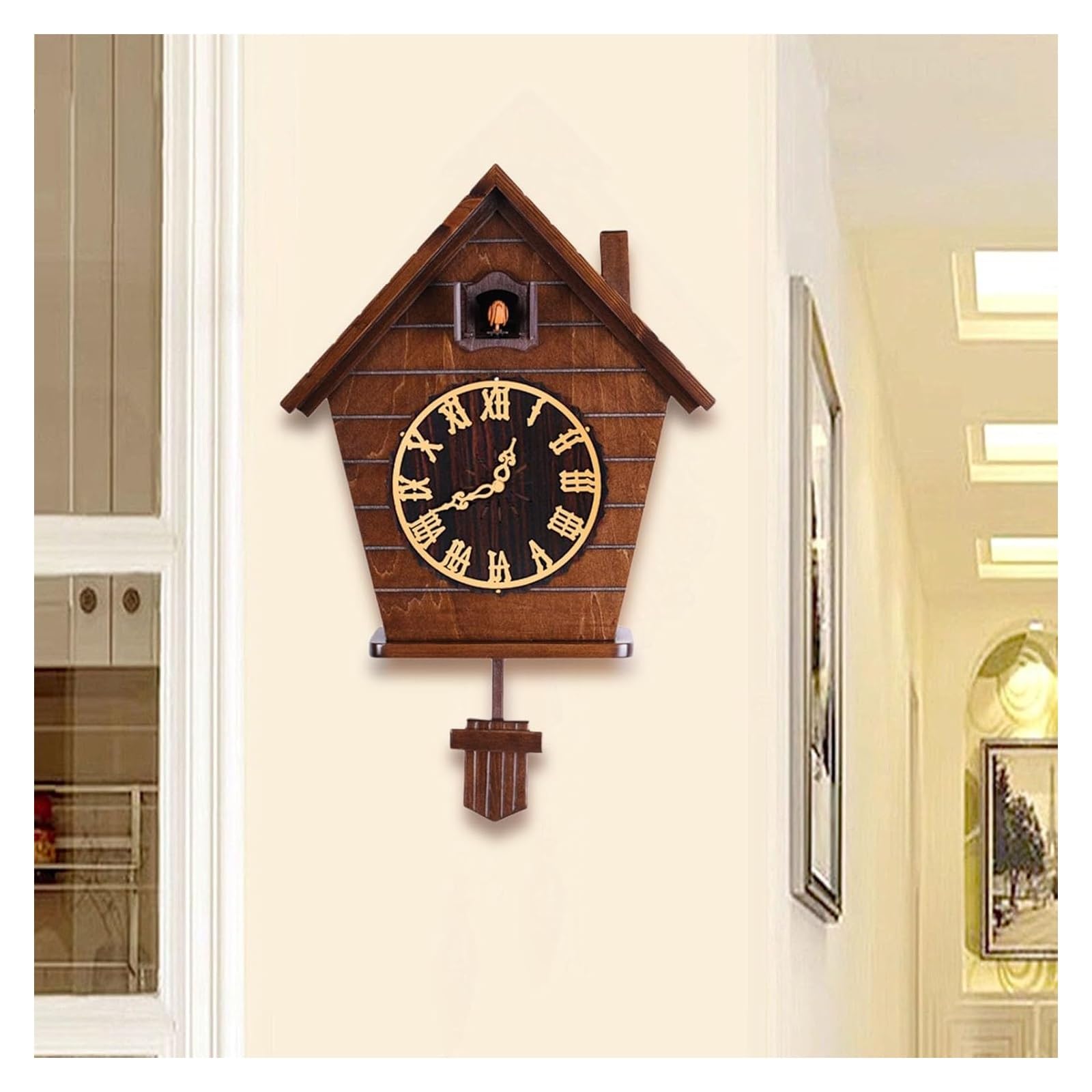DARZYS Cuckoo Clock, Cuckoo Wall Clock, Wall Clock, Solid Wood Wall Clock Bird Clock Home Decor Digital Wall Clock