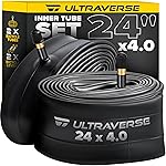 Ultraverse 24 x 4.0 Inner Tube Set with Schrader Valve - Ideal for Mountain Bikes & E-Bikes with 24-Inch Fat Tires - Durable & Reliable Performance- 2 Pack with Tire Levers