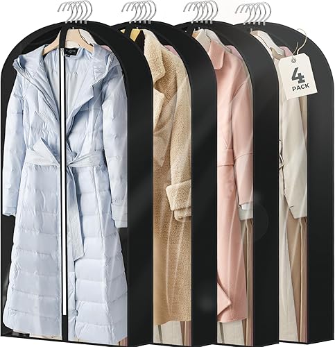 Vista 28 de 6 bolsas de ropa de 40 pulgadas para colgar ropa, bolsas transparentes para almacenamiento de ropa, bolsas de ropa para fundas de viaje con 6PCS