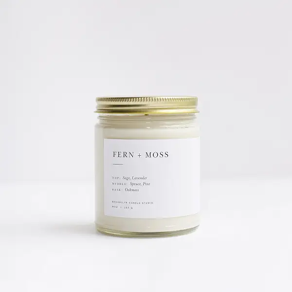 Brooklyn Candle Studio Fern & Moss Jar Candle - Luxury Scented Candle, Vegan Soy Wax, Hand Poured in The USA, 50 Hour Slow Burn Time - 7.5oz 1