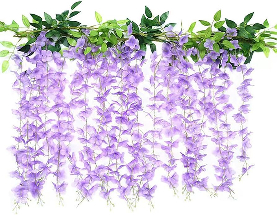 Amazon｜Lakymisy 藤の花 2本入 造花 藤ガーランド つる ふじのはな 10