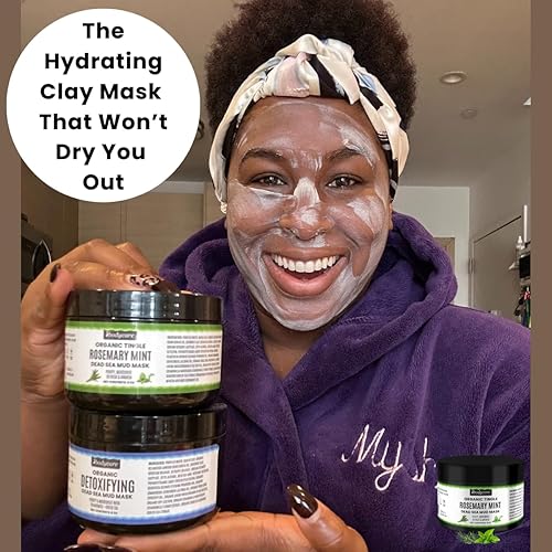 Miniatura 3 de Máscara de barro del mar muerto de menta y romero  Máscara de arcilla hidratante batida con bentonita y arcilla de caolín, minimizador suave de